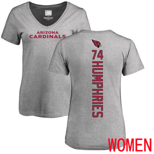 Arizona Cardinals Ash Women D.J. Humphries Backer V-Neck NFL Football #74 T Shirt->women nfl jersey->Women Jersey